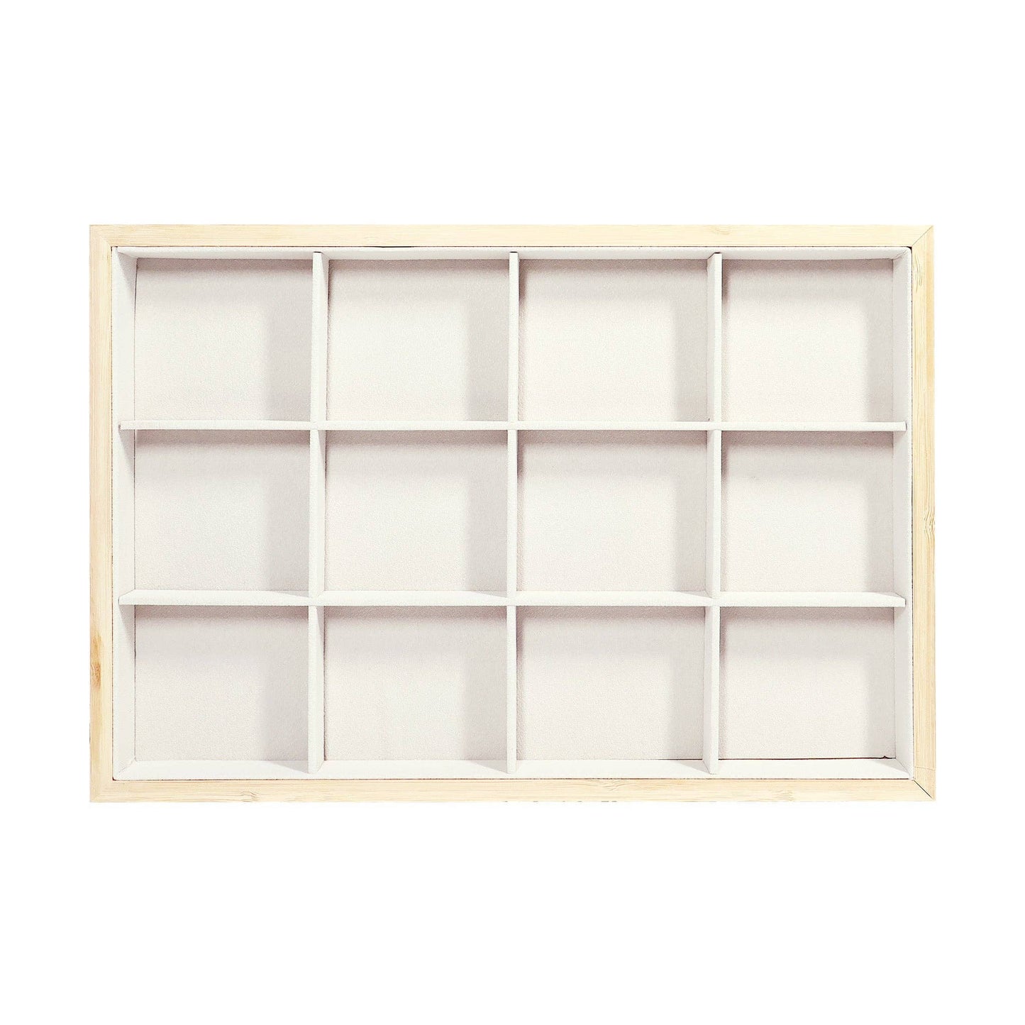 Natural Wood & Suede 12 Unit Jewelry Tray Display
