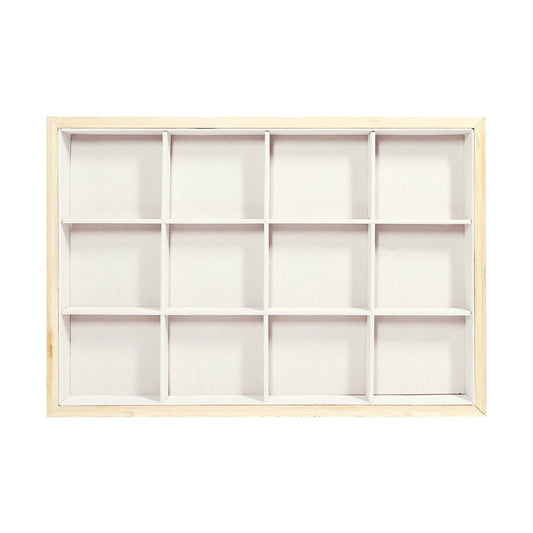 Natural Wood & Suede 12 Unit Jewelry Tray Display