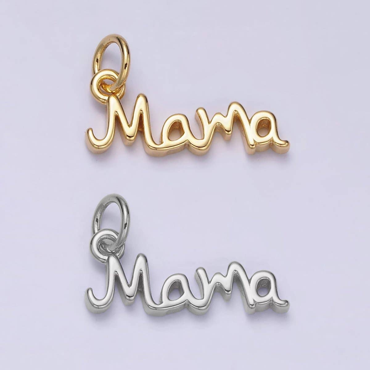 24K Gold Filled 23mm "Mama" Handwritten Script Sideway Charm | AC1420: Gold
