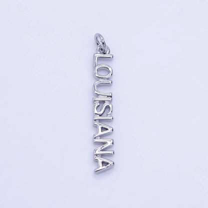16K Gold Filled USA City States Script Tag Charm in Gold & Silver | D814 - D823: Gold / California