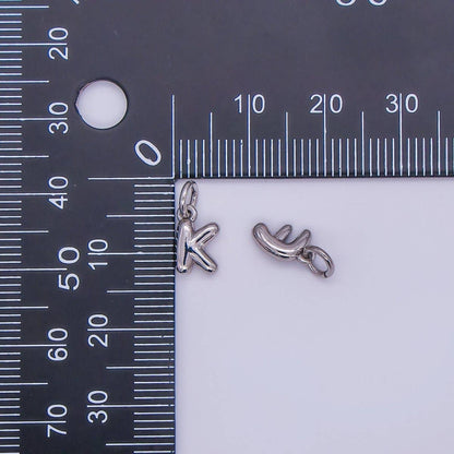 White Gold Filled 10mm Initial Letter Chubby Balloon Mini Charm | A029 - A041: Letters Set