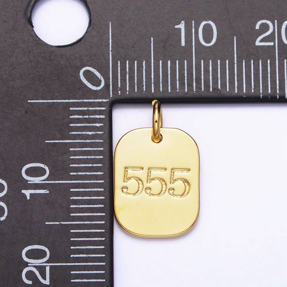 Dainty Silver Tag Angel Number Numerology Engraved Small Military Tag Charm add on Pendant | AC062-AC071: 111