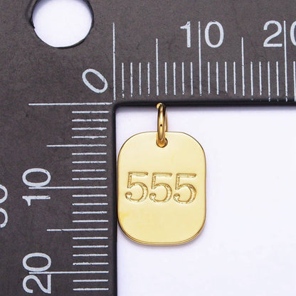 Dainty Silver Tag Angel Number Numerology Engraved Small Military Tag Charm add on Pendant | AC062-AC071: 111