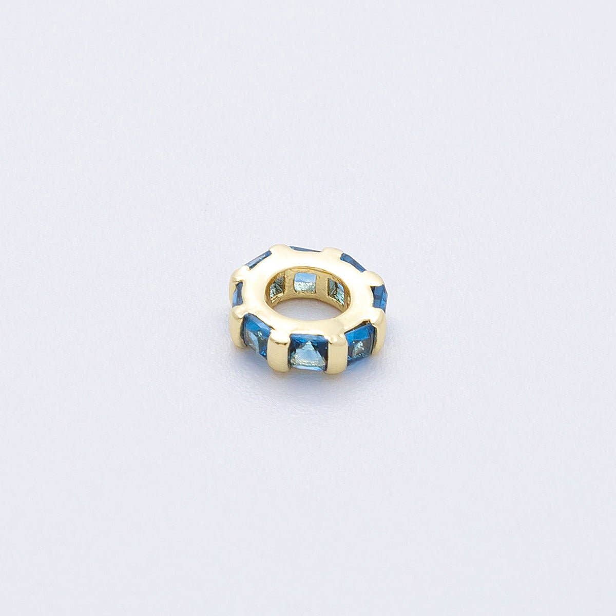 16K Gold Filled 8mm Personalized Birthstone Micro Paved Round CZ Rondelle Spacer Bead | Beads-00152 ~ Beads-00163: October - Pink Tourmaline