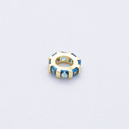 16K Gold Filled 8mm Personalized Birthstone Micro Paved Round CZ Rondelle Spacer Bead | Beads-00152 ~ Beads-00163: October - Pink Tourmaline