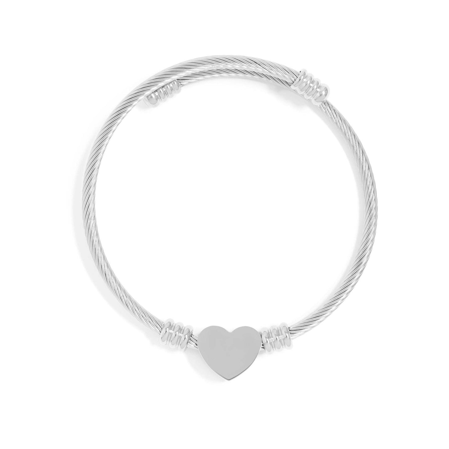 18K Gold PVD Stainless Steel Engravable Heart Cuff Bracelet: Gold