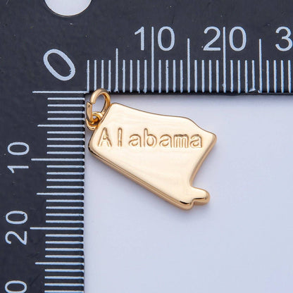 18K Gold Filled United States of America State Map Charm in Gold & Silver | AK064 - AK113: SILVER / 49. Texas