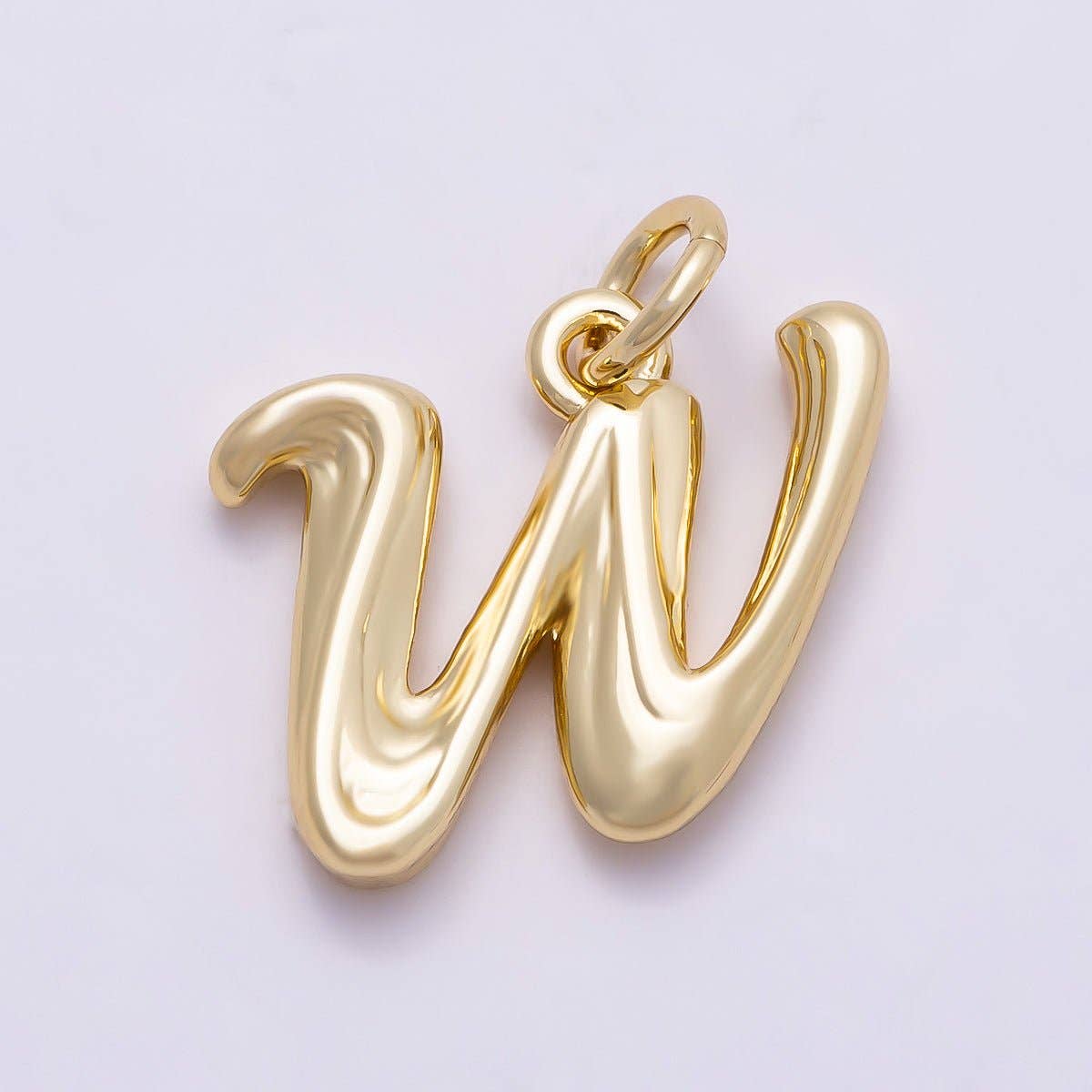 16K Gold Filled 14mm Minimalist Molten Alphabet Initial Letter Charm | Charms-00908 ~ Charms-00933: Letter A