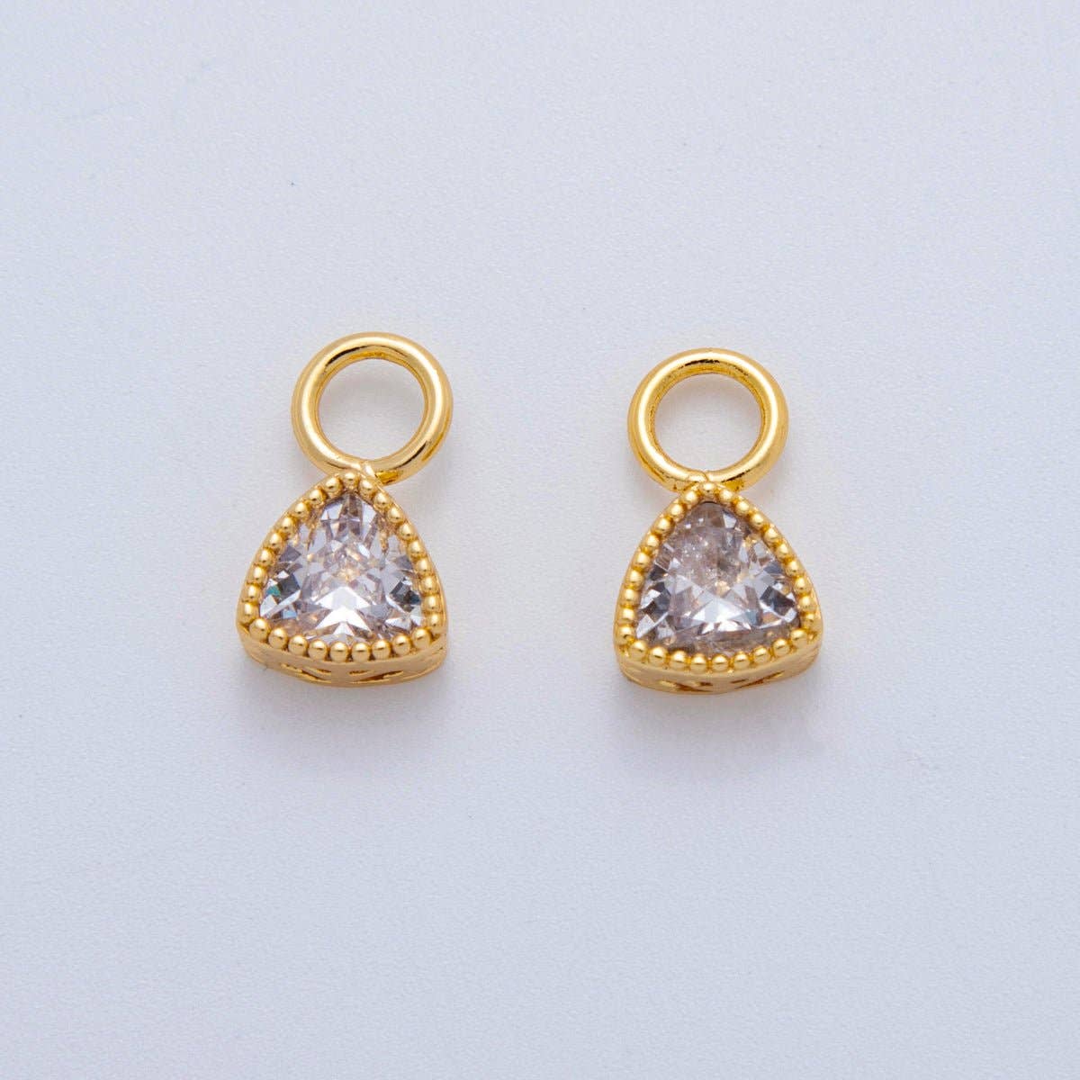 18K Gold Filled Clear CZ Triangle Bezel Add-On Drop Earring Charm | AF770
