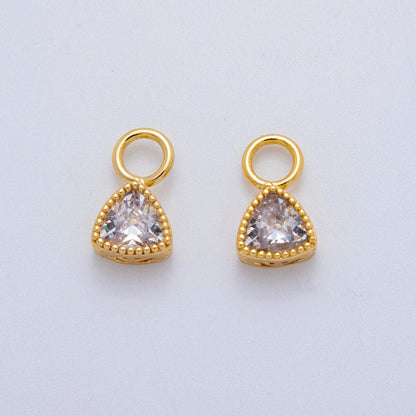 18K Gold Filled Clear CZ Triangle Bezel Add-On Drop Earring Charm | AF770