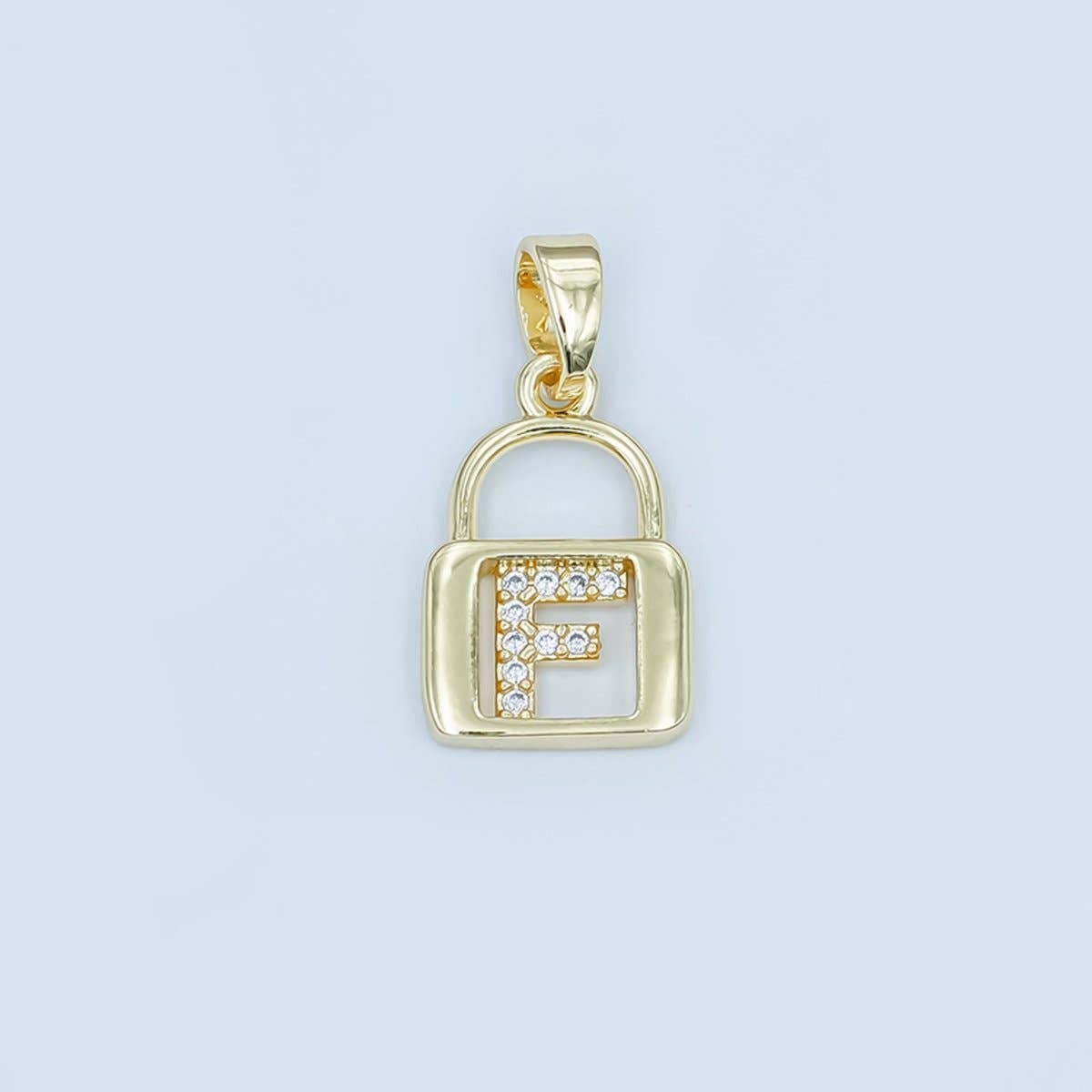 24K Gold Filled Micro Paved Initial Letter Padlock Pendant | A001 - A013: Letter K