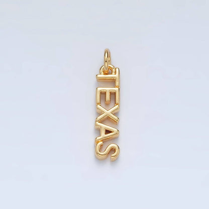 16K Gold Filled USA City States Script Tag Charm in Gold & Silver | D814 - D823: Gold / New York