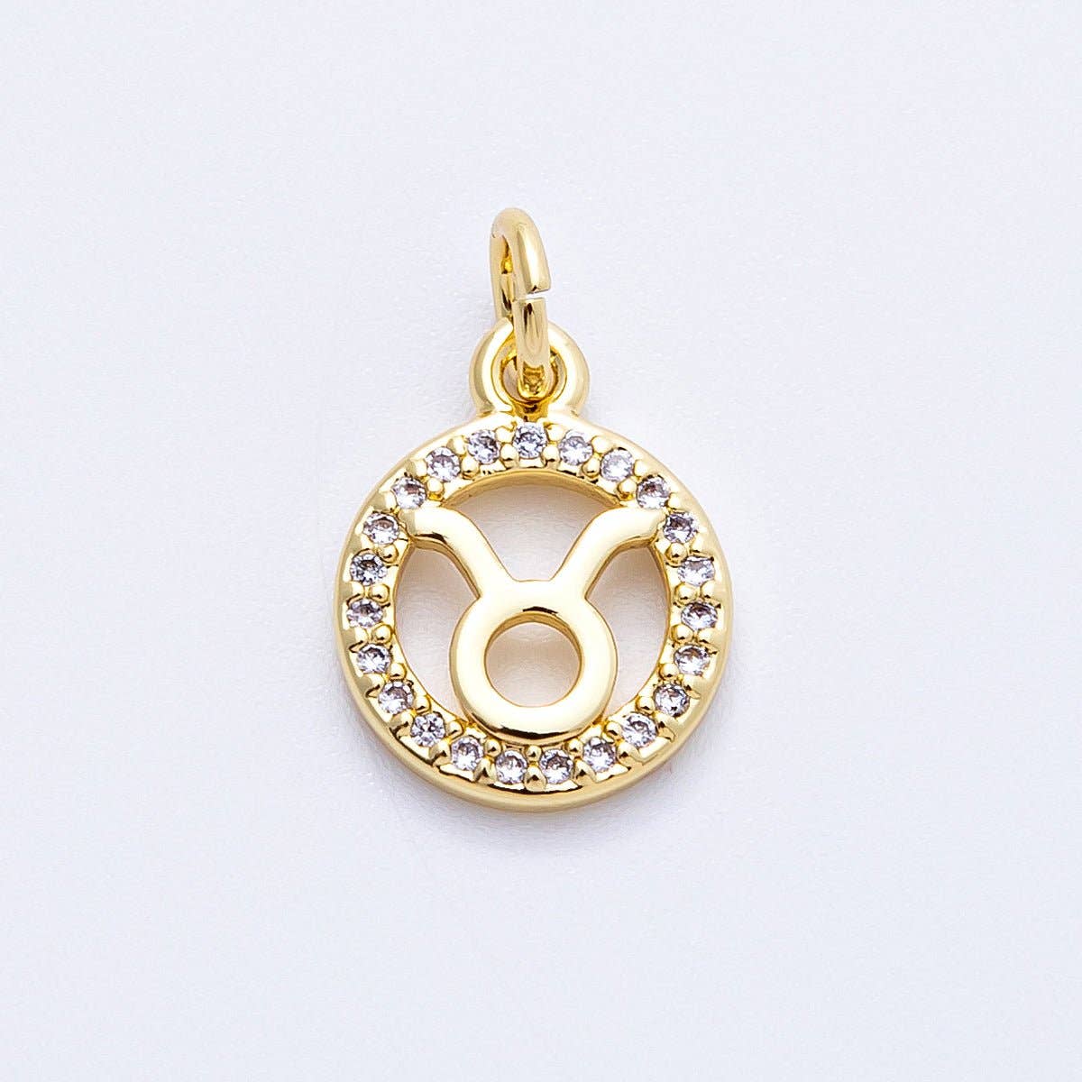 16K Gold Filled 13.5mm Micro Paved CZ Personalized Zodiac Sign Charm | Charms-00223 ~ Charms-00234: Zodiac Set