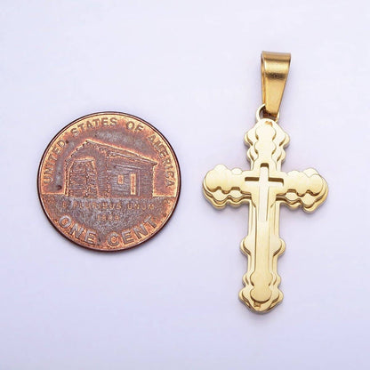 Stainless Steel Layered Religious Bubble Cross Pendant in Gold & Silver | P-1080: Silver
