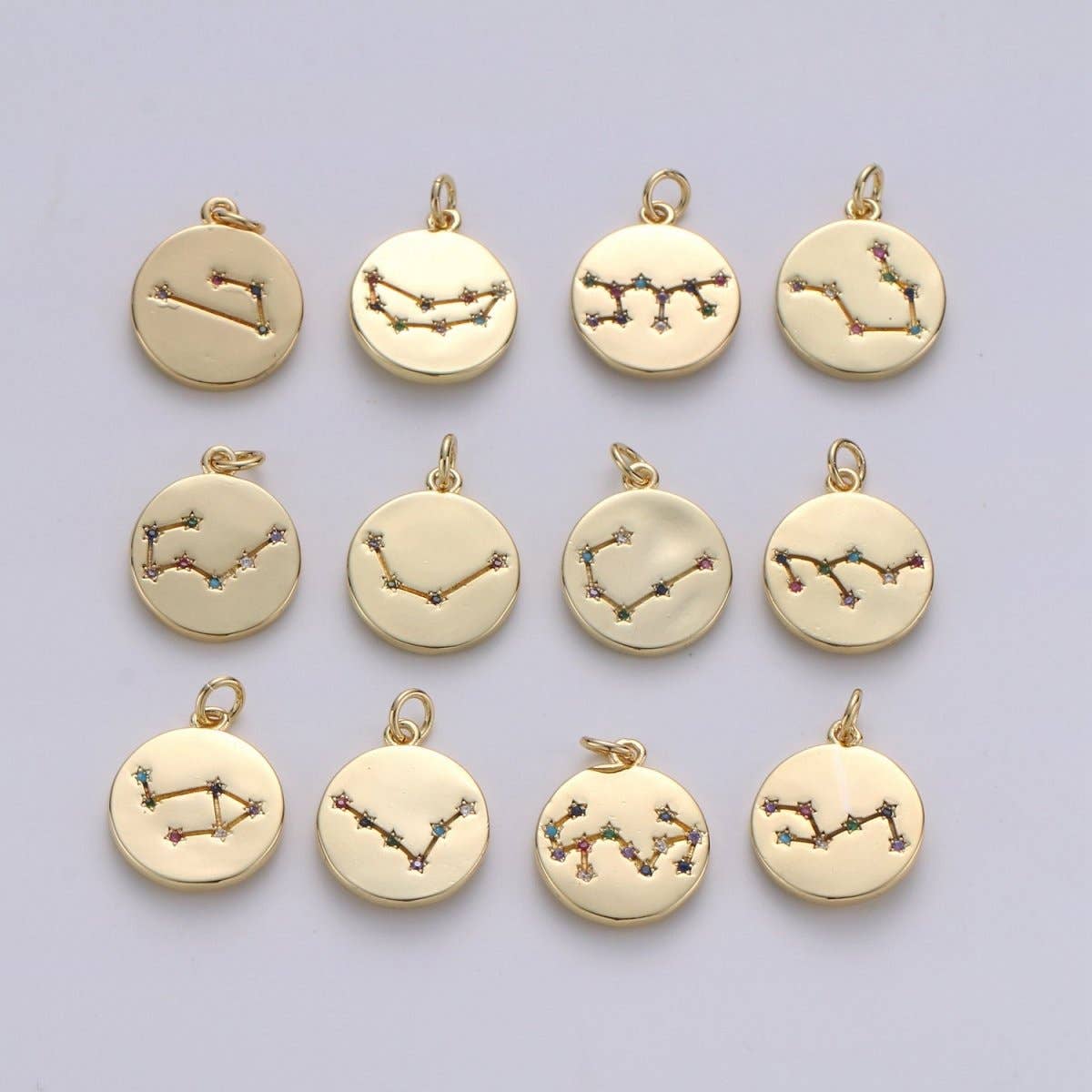 14K Gold Filled Zodiac Constellation Charms, Zodiac Symbol, Horoscope Charm, Gold Astrological Zodiac Signs, Double Sided Charm Pendant | A-A1707-A-A1712: Taurus