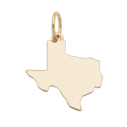 Texas Shaped State Charm in Shiny Gold