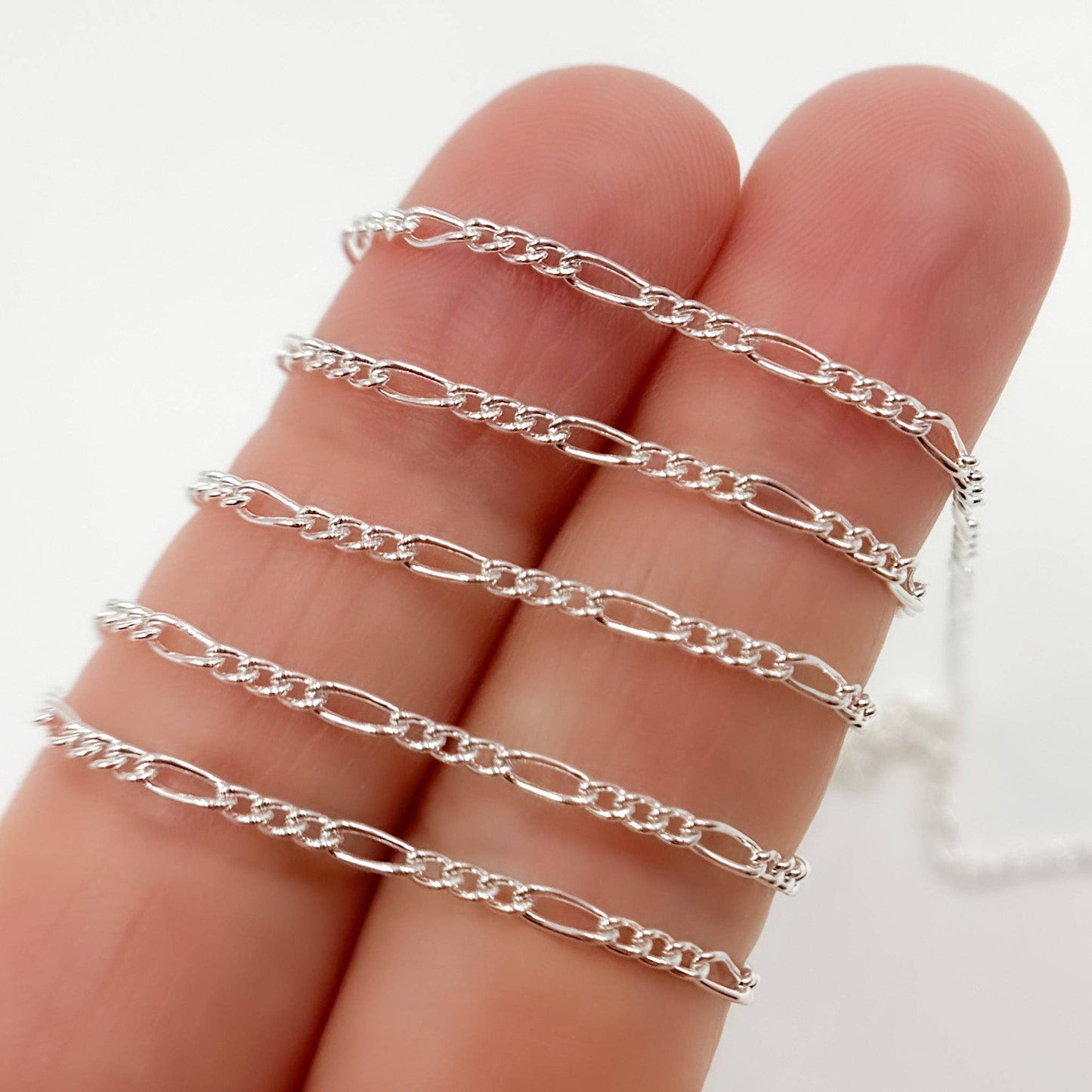 Permanent  Jewelry  Sterling Silver Figaro Chain: 7in / 4.1mm-5mm / Figaro