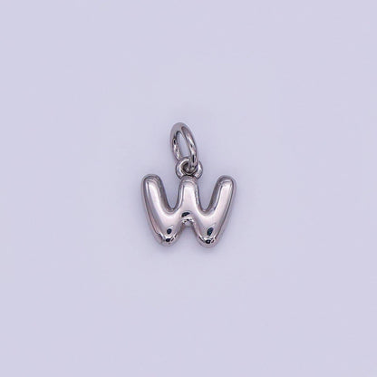 White Gold Filled 10mm Initial Letter Chubby Balloon Mini Charm | A029 - A041: Letters Set