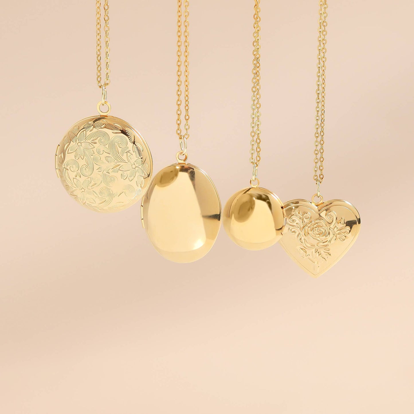 Small - 18K Gold PVD Stainless Steel Round Locket: Gold