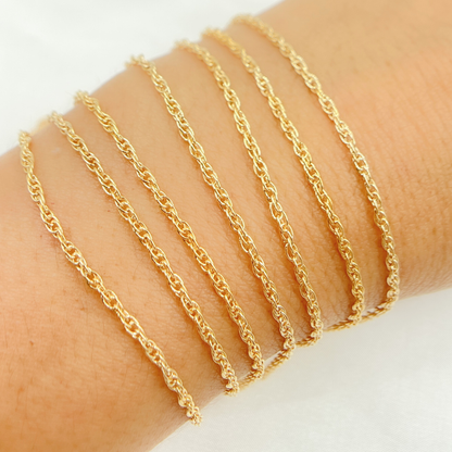 Permanent  Jewelry 14k Gold Filled Rope Chain.: 7in. / 1.1mm-2mm / Rope