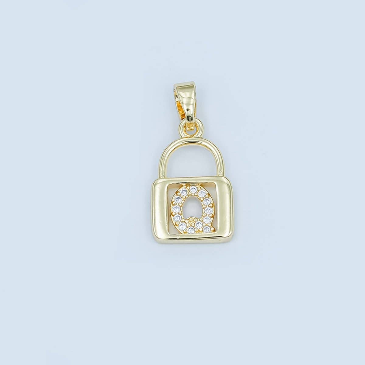 24K Gold Filled Micro Paved Initial Letter Padlock Pendant | A001 - A013: Letter K