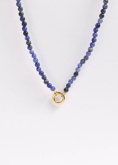 Semi Precious Natural Stone Charm Keeper Necklace: Amazonite