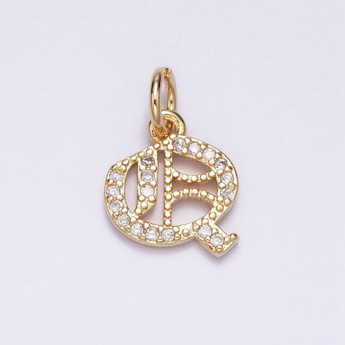 16K Gold Filled Initial Letter Old English Font Personalized Micro Paved Add-On Charm | A-572-A-584: ALL INITIAL