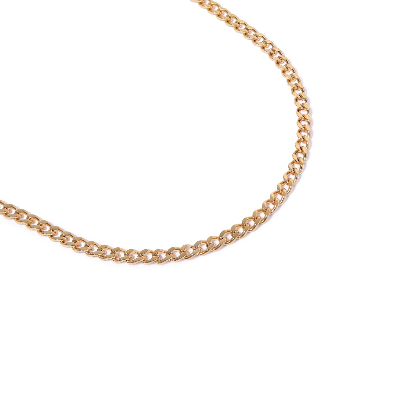 18K Gold PVD Stainless Steel Curb Chain Necklace: 18" / 4mm