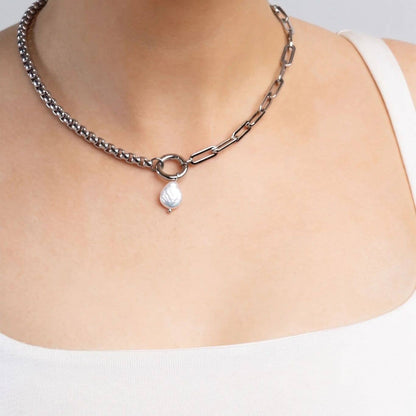 18K Gold PVD Stainless Steel Baroque Pearl Charm: Stainless