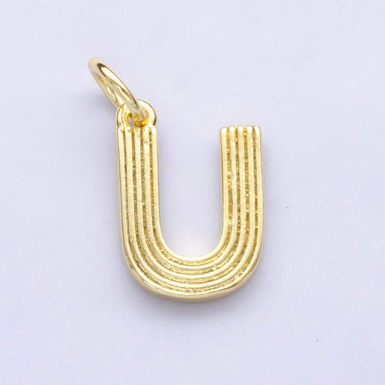 24K Gold Filled Groovy Disco Initial Letter Charm | A185 - A197: Letter L