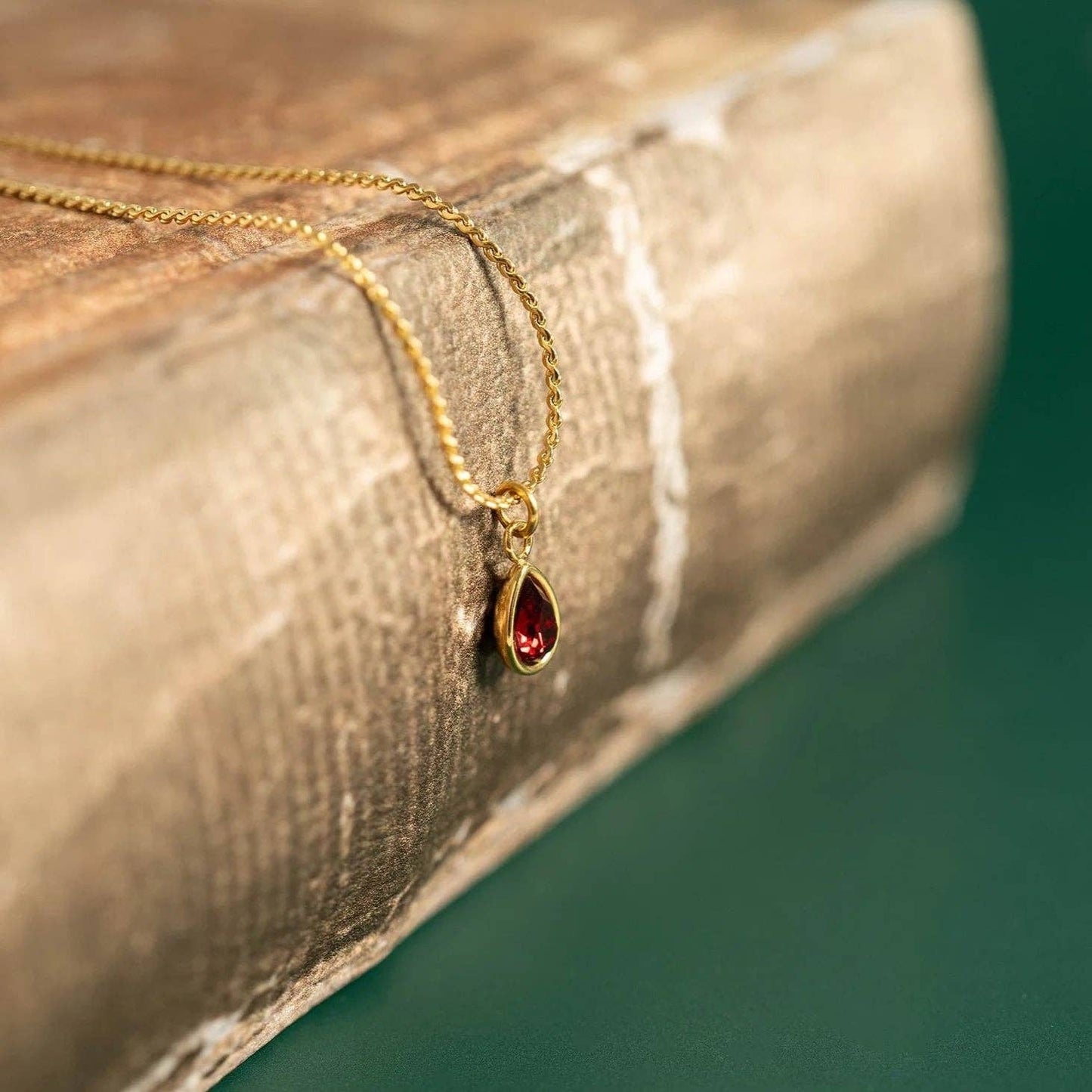 18K Gold PVD Teardrop Birthstone Charm: July