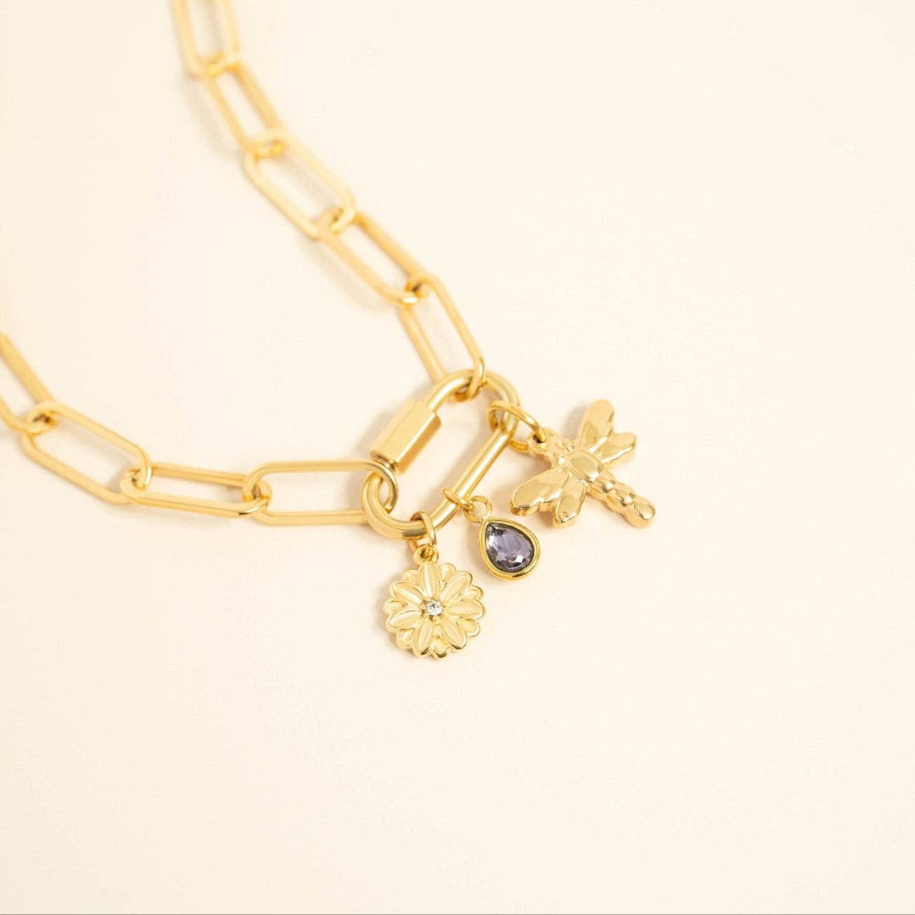 18K Gold PVD Teardrop Birthstone Charm: July