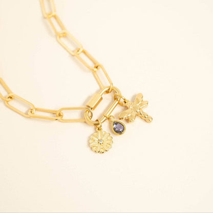 18K Gold PVD Teardrop Birthstone Charm: July
