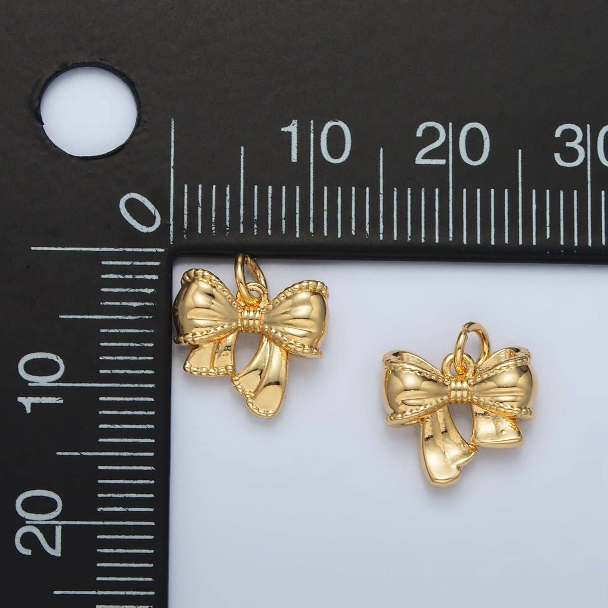 24K Gold Filled Textured Ribbon Bow Charm in Gold & Silver | AC144: Silver