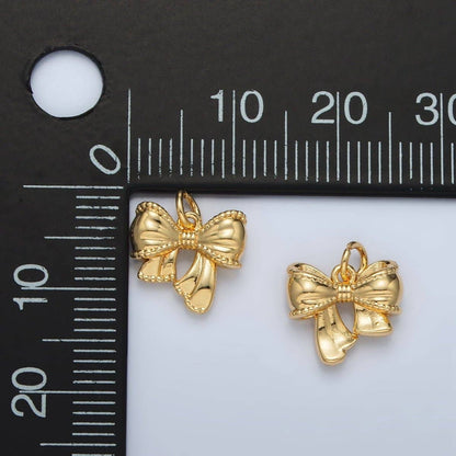 24K Gold Filled Textured Ribbon Bow Charm in Gold & Silver | AC144: Silver