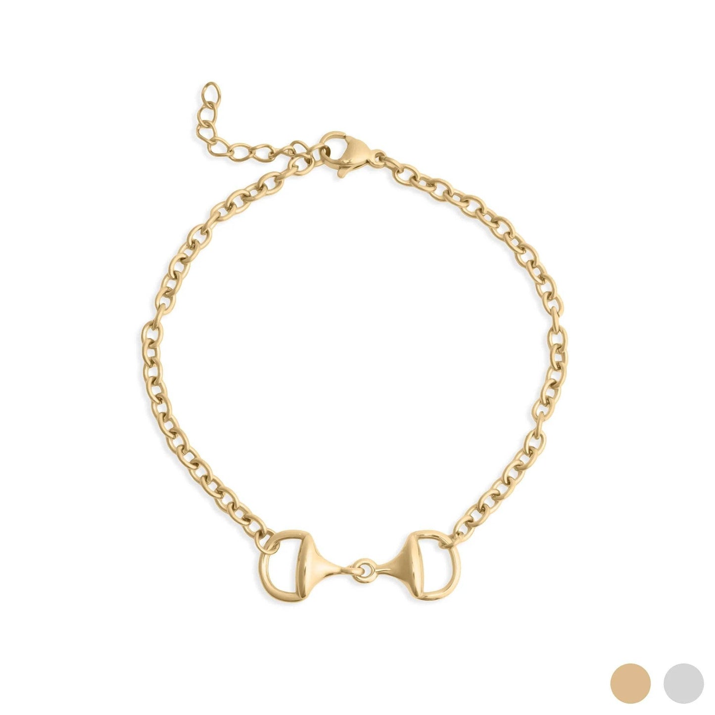 18K Gold PVD Stainless Steel Horsebit Bracelet: Gold