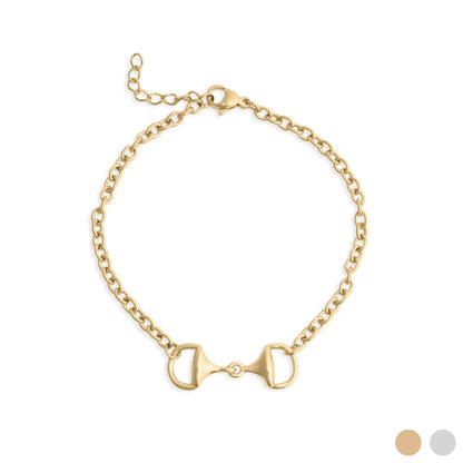18K Gold PVD Stainless Steel Horsebit Bracelet: Gold