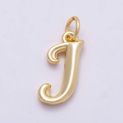 16K Gold Filled 14mm Minimalist Molten Alphabet Initial Letter Charm | Charms-00908 ~ Charms-00933: Letter A