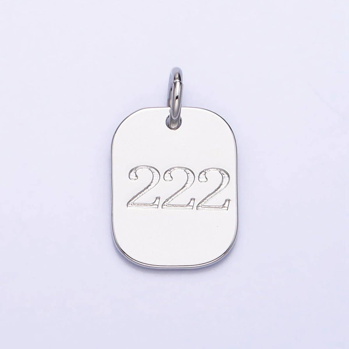 Dainty Silver Tag Angel Number Numerology Engraved Small Military Tag Charm add on Pendant | AC062-AC071: 111