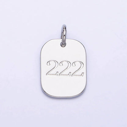 Dainty Silver Tag Angel Number Numerology Engraved Small Military Tag Charm add on Pendant | AC062-AC071: 111