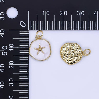 24K Gold Filled 15mm Enamel Floating Sea Starfish Charm in Blue & White | AF-527: Blue