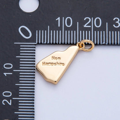 18K Gold Filled United States of America State Map Charm in Gold & Silver | AK064 - AK113: SILVER / 49. Texas