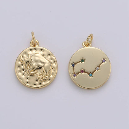 14K Gold Filled Zodiac Constellation Charms, Zodiac Symbol, Horoscope Charm, Gold Astrological Zodiac Signs, Double Sided Charm Pendant | A-A1707-A-A1712: Sagitarius