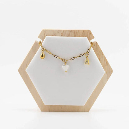 18K Gold PVD Stainless Steel Shell Heart Charm: Gold