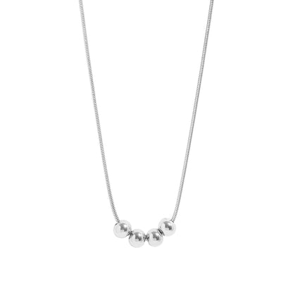 18K Gold PVD Stainless Steel Adjustable Ball Charm Necklace: Stainless