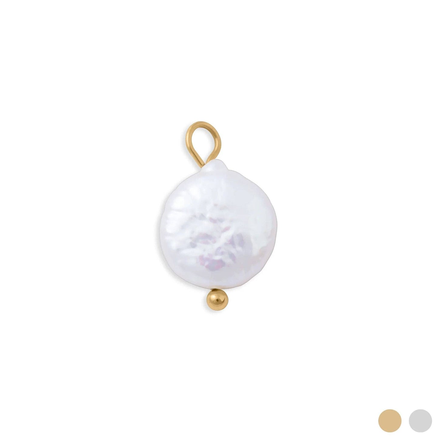 18K Gold PVD Stainless Steel Baroque Pearl Charm: Stainless