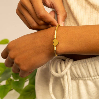 18K Gold PVD Stainless Steel Engravable Heart Cuff Bracelet: Gold