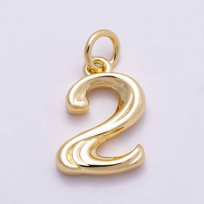 16K Gold Filled 14mm Minimalist Molten Number Numerology Charm | Charms-00878 ~ Charms-00887: Numbers 0-9 Set