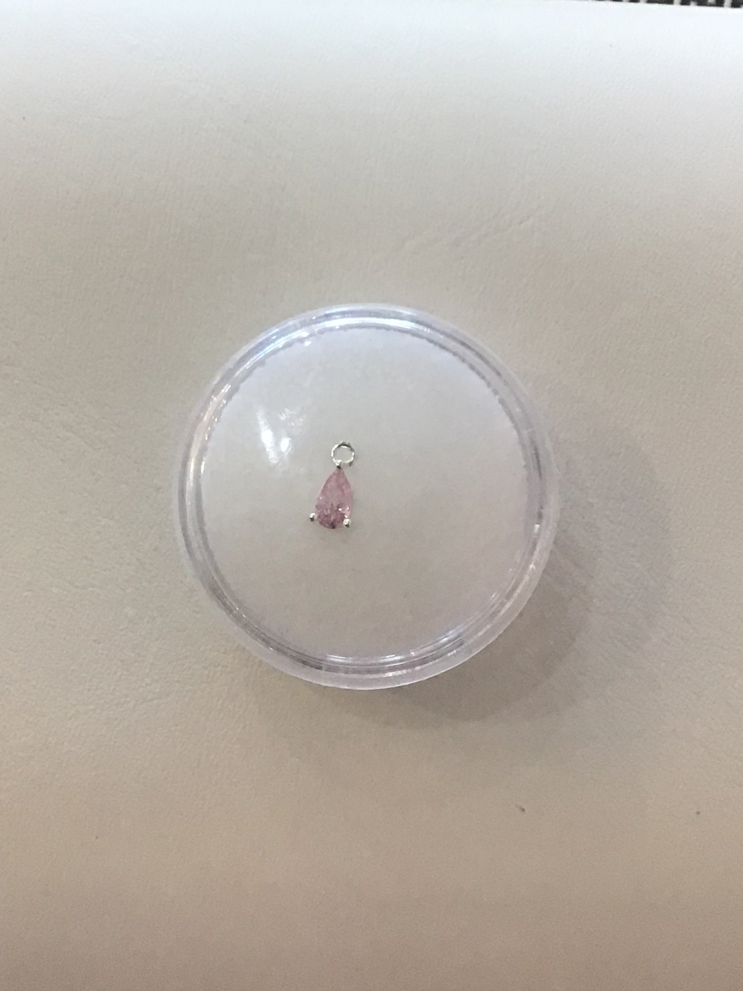 Permanent jewelry charm silver pink gem