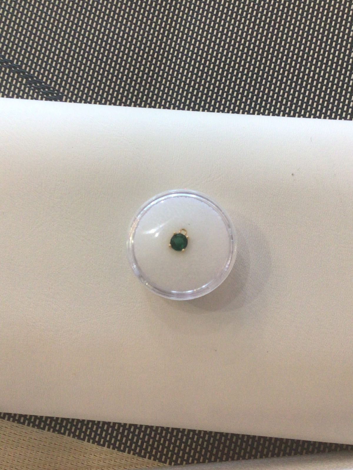 Permanent jewelry charm gold green emerald gem circle